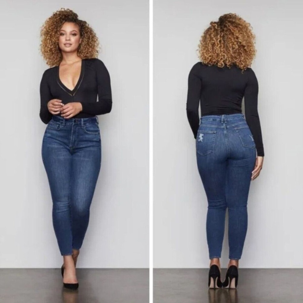 Good American Good Waist High Rise Skinny Jeans in Blue 195 Size 4/27